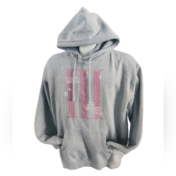 Twice 4th World Tour III Encore LA Concert Gray Scribble Hoodie Size Large Adult - Picture 2 of 10